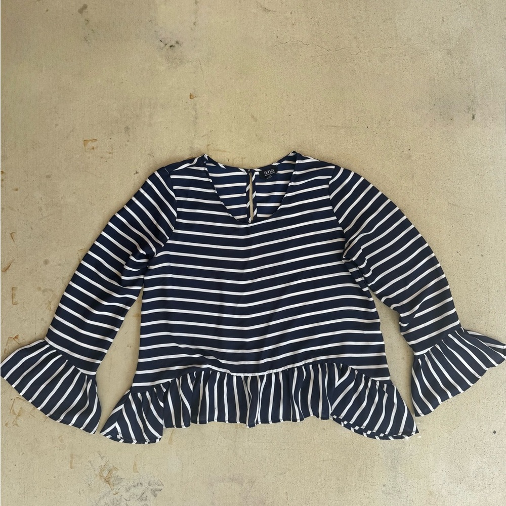 a.n.a Navy and White Striped Top